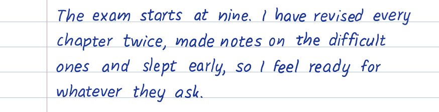 The same sentence written carefully